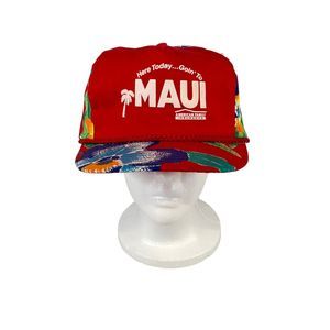 American Family Insurance Maui Floral Red Snap Back Baseball Cap Hat Nissin Vtg